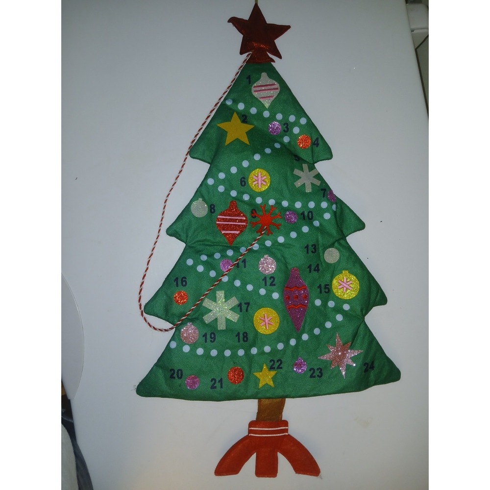 🎄 Christmas Tree Advent Calendar Wall Hanging Felt Countdown w/ Movable Snow